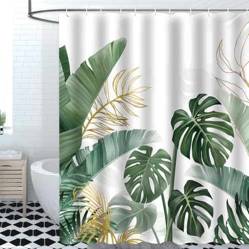 FEMONGY Rideau de Douche 180x200, Shower Curtain, Tissu Polyester Lavable, résistant à la moisissure et à l'eau, avec Boucles pour Rideau de Douche