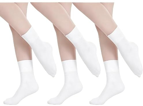 MIXLAC Girls Seamless Ballet Dance Socks 3 Packs Soft Breathable Kids Socks (UK Child 6-3.5)