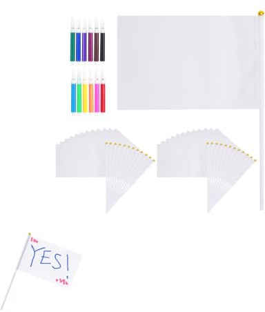 24-pack tom flagga gör-det-själv vit hand viftande flaggor banderoller vimpel dekoration