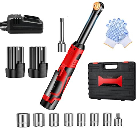 Chiavi a cricchetto elettriche da 3/8,40 ft Lbs chiave a cricchetto senza fili, set di chiavi a cricchetto con batteria, 450 giri/min, velocità variabile, 7 punte, luce LED, cricchetto elettrico per