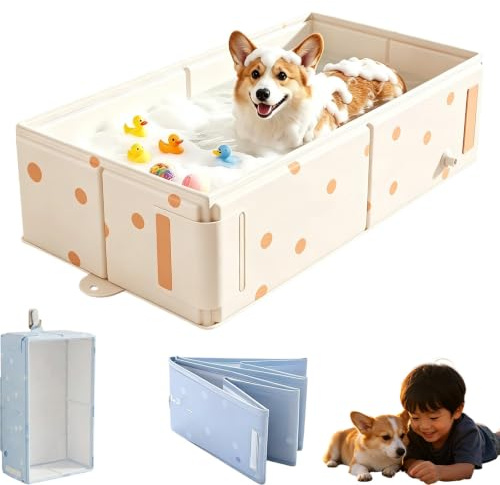 fisiorest Pataugeoire Rigide for Chien, Pataugeoire for Chien | Piscine PVC robuste piscine de jeu for chien de compagnie jardin salle de bain(Beige)