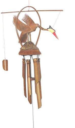 Unbekannt Feng Shui Vogel Mobile Swing mit Bambus-Windspiel Garten-Deko Bambus-Klangspiel mit harmonischem Ton und warmem Klang