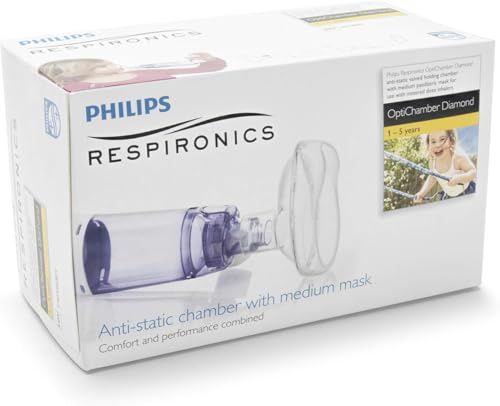 Philips Respironics OptiChamber Diamond Spacer, con tamaño de máscara mediano (Medium).