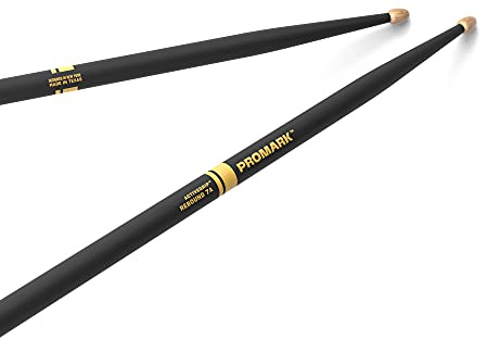ProMark Baquetas Bateria - Rebound 7A Drumsticks - ActiveGrip - Se vuelve más pegajoso a medida que las manos sudan - Acabado de agarre activo, Punta de Bellota, Madera de nogal americano - 1 par