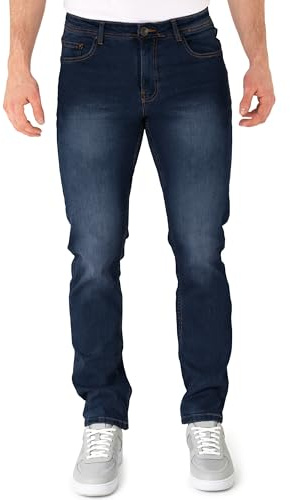 BARBONS Herren Jeans - Regular-Fit Stretch - Hochwertige Straight Jeans Herren Hose - Business Anzug Freizeit 01-Navy 36W / 32L