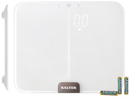 Salter 9164 WH3R Ghost Analyser Scales, Measures Weight, Body Fat/Water, Muscle/Bone Mass, BMI and BMR, 10 User Memory, Athlete Mode, Hidden until Lit Display, Toughened Safety Glass, White