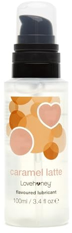 Lovehoney Caramel Latte Flavoured Water-Based Lubricant | Latte-Inspired Taste | Smooth Glide Lube | 100 ml Pump Bottle | Vegetarian & Condom Friendly | Personal Lubricant Gel for Men & Women