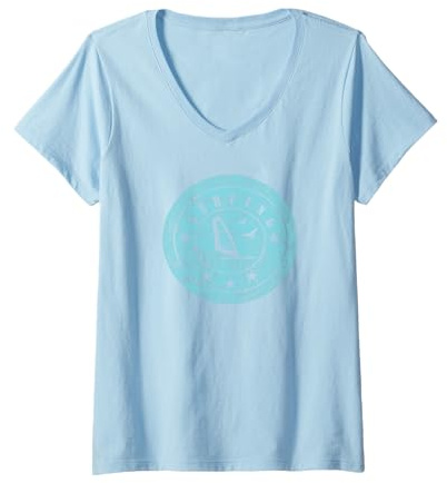 Damen Windsurfer Wassersport Ostsee Nordsee Surfen Herren Damen T-Shirt mit V-Ausschnitt