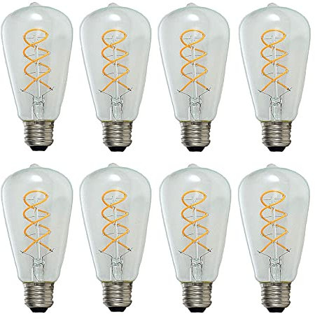 Ruihua E27 4W Klarglas Spiral Glühbirne ST64 LED Glühbirne,Warmweiß 2700K 400LM Doppelspirale Flexible Retro Edison LED Glühbirne Nicht Dimmbar Energiesparlampe(8 Stück)