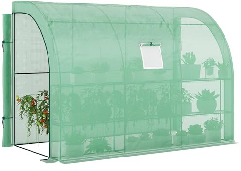Outsunny 10' x 5' x 7' Lean to Greenhouse Walk-in Green House Green