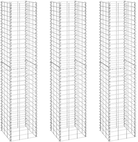 vidaXL - Gabion Raised Beds, 3 pcs, Iron, Silver, Weather-Proof, Proof, 30x30x150 cm