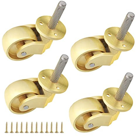 YANYUESHOP Lenkrollen aus massivem poliertem Messing, 4 Möbelrollen in Antikgold, um 360 Grad drehbar, geräuscharm, verschleißfest, für Möbel, Tische, Klavier, Sofafüße ersetzen, Belastung 150 kg (25