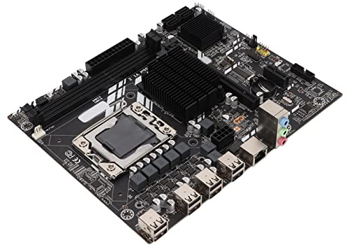 Carte Mère Minière, Double Canal DDR3 Tous Les Condensateurs Solides Interface SATA2.0X4 8 Carte Mère D'interface USB2.0, Interface de Carte Réseau 100m pour LGA1366
