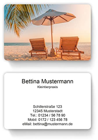 100 laminierte Visitenkarten bedruckt mit Ihrem Foto Bild Motiv inkl. Kartenspender