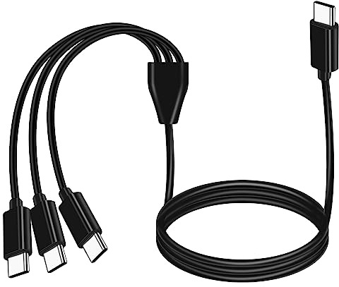 MEIRIYFA USB C Splitter Kabel, USB Typ C Stecker auf 3 Typ C Stecker Daten Ladekabel Drahtkabel für die meisten USB C Telefone Tablet Laptop - 1M