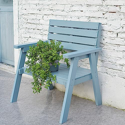 Gartenbänke Wetterfest – Langlebiger, Strapazierfähiger Gartensitz – Gartenbank Aus Holz – Perfekte Outdoor-Bank – 2-Personen-Sitz – Langlebiges Und Komfortables Design ( Color : Blue , Size : 80cm )