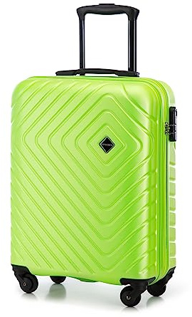 WITTCHEN Cube line Kabinenkoffer Handgepäck ABS Mit Geometrischer Prägung 4 Lenkrollen Teleskopgriff Kombinationsschloss Kabinengepäck Reisekoffer Größe S Limette