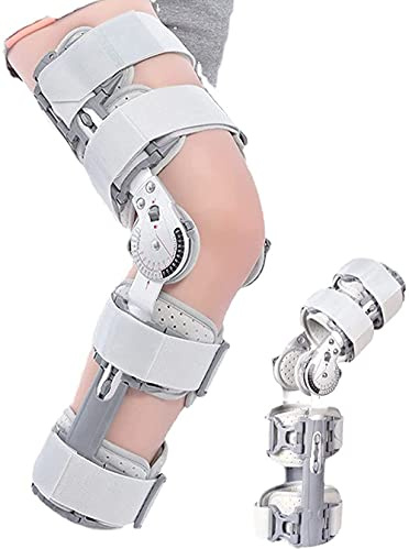 Ortesis de rodilla con bisagra Órtesis de rodillera ajustable, rodillera con bisagras con correa para el hombro Soporte de recuperación de órtesis de pierna para rehabilitación ortopédica postoperato