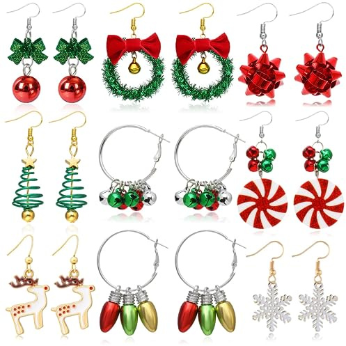 Ohrringe Weihnachten Set, Weihnachtsohrringe, Ohrringe Weihnachten Damen, Weihnachtsohrringe Ohrstecker, Kreativ Weihnachten Ohrringe, Weihnachtsdekorationen für Mädchen und Frauen