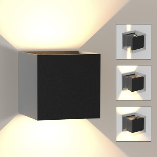 Kowanie LED Wandleuchte Aussen Wandlampe: innen Außenwandleuchten Up Down | Außenlampe Schwarz Aussenleuchte Wand 5W IP65 einstellbarer Wandstrahler 3000K Außenleuchte Wandbeleuchtung für Treppenhaus