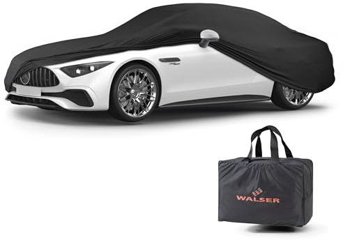 WALSER Telone per auto per interni Indoor Stretch, morbido per uso interno, garage completo lavabile, coperture antipolvere per Auto Misura 2 nero