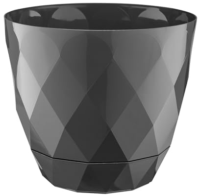 VERDENIA KARO Runde Blumentöpfe – Leicht, für Drinnen und Draußen, Modernes Design, Hochwertiges Kunststoffmaterial, 2er-Set – 27,5x27,5x24cm – Anthrazit