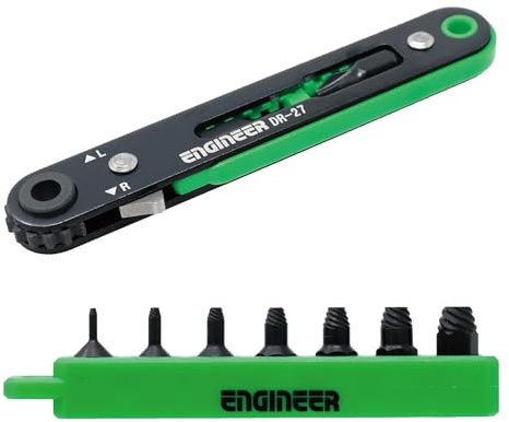 ENGINEER 7-in-1 Superkurzer Schraubenausdreher-Set für Innensechskantschrauben, mit Ratschenschraubendreher mit flachem Kopf. Funktioniert mit Senkkopfschrauben DZ-273