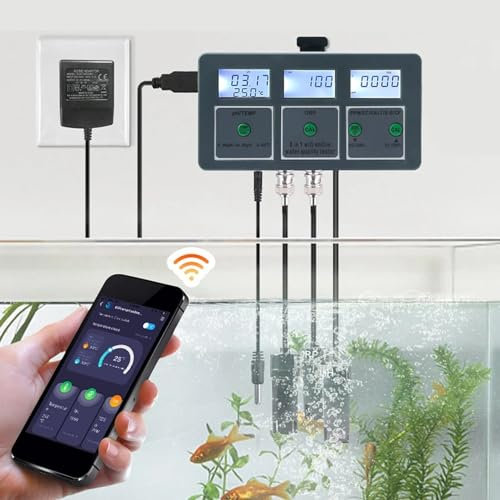 Testeur numérique de qualité de l'eau 8 en 1 Wifi – Compteur de PH, EC, TDS, SALT, SG, Temp, ORP, CF pour aquarium, piscine et hydroponie – Surveillance fiable pour des conditions d'eau optimales