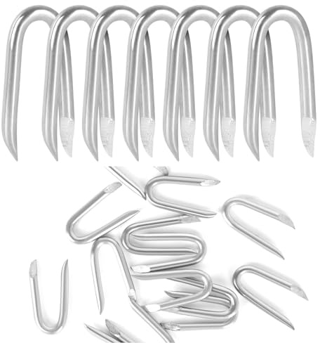 Mellewell 2 Inch Steel Wire Fencing Staples, Galvanized U Shaped Fasteners Nails for Fixing Wire Woven and Mesh Fencing, 30 PCS
