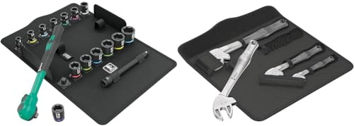 Wera 05005530001 8100 SB 12 Zyklop Comfort Knarrensatz, Umschalthebel, 3/8-Antrieb, metrisch, 16-teilig & 05020110001 6004 Joker 4 Set 1 Selbstjustierender Maulschlüsselsatz, 4-teilig