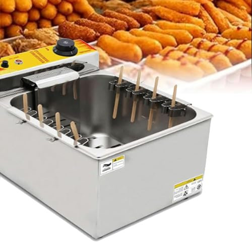 FLTRGO Freidora de maíz para Perros, máquina para Hot Dogs con Queso de 2500 W, Temperatura Ajustable de 50-200 ℃, freidora eléctrica para restaurantes, Tiendas, hogares, etc~/