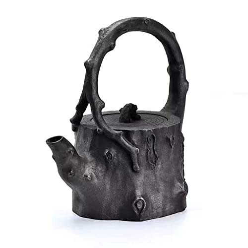 ZXXDSMYF Tetera Moderna de Hierro Fundido, Tetera Estilo japonés Tetsubin, Tetera de Hierro Fundido de 1,4 l para Mantener el té Caliente, Tetera de Hierro con patrón de árbol Negro