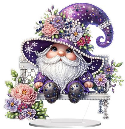 Generisch Wichtel Diamond Painting Aufsteller Tischdeko Weihnachten, 5D DIY Diamant Painting Weihnachtstischdeko,Diamant Malerei Stehend Kunst Set für Erwachsene Hausgeschenk Deko Geschenke-Blumen