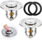 Set di 2 Tappi Lavandino Bagno Universali - Anti-Clog, Anti-Intasamento - Ø 34-40mm - Facile Installazione e Manutenzione - Filtro a Cestello Integrato - Robusto e Durevole