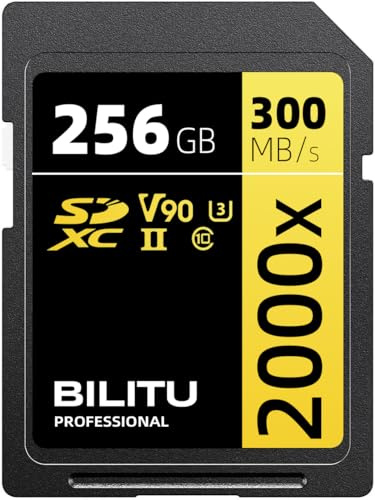 Scheda SD UHS-II V90 da 256 GB, velocità di scrittura fino a 270 MB/s, velocità di lettura fino a 300 MB/s, adatta per video blogger professionisti, registi, fotografi