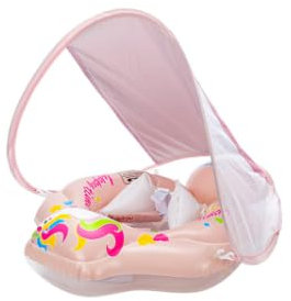 Baby Schwimmring mit UPF50+ Sonnendach Abnehmbaren, Aufblasbare Schwimmsitz Schwimmhilfe Swimtrainer, Verstellbarer Sicherheitssitz, Baby Schwimmhilfe für 3-36 Monate