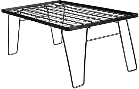 Portable Outdoor Folding Table with Charcoal Grill Plate Multifunctional Camping Grill Rack for BBQ Beach and Garden