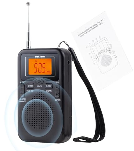 Radio portatil pequeña, radios a Pilas, Radio de Pilas Am FM portátil, Mini radios de Bolsillo Pantalla LCD Digital - no Incluidas baterías
