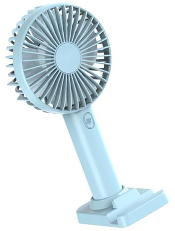 ULTECHNOVO Ventilador de Mano USB Recargable Portátil Mini Ventilador con Soporte para Teléfono para Casa y Oficina Azul