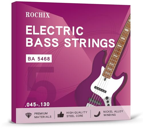 Premium Rochix BA 5468 Bass Saiten - Professionelles Niveau, Stahlkern & Nickel-Legierung umsponnen für exzellenten Klang(4 Saiten/Satz)