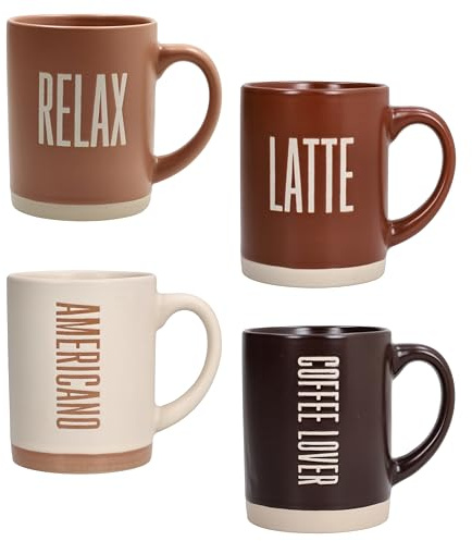 Tognana, Confezione 4 Mug 450 cc Barista, New Bone China, Multicolor