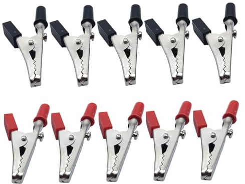 10 pinzas de cocodrilo, pinzas de cocodrilo con aislamiento de metal, abrazaderas de alambre resistentes con tornillo para barco y coche |.Eléctrico