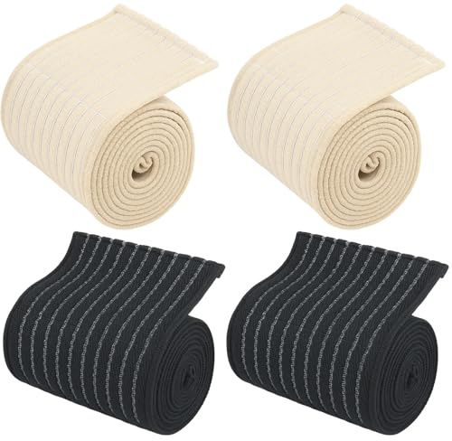 Tniytru Compression Bandage, 4 Pcs Knee Support Band for Athletes and Fitness Enthusiasts, 70CM Leg Wrap with 7.7CM Width, Black and Nude Colors