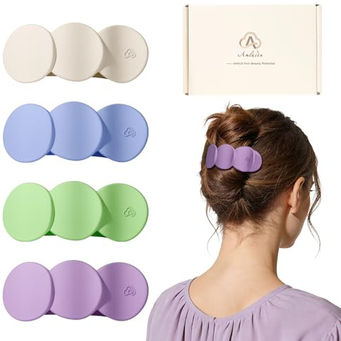 Amlaidu Haarklammern für Frauen, 4er-Pack Flache Krokodilklemmen für dicke & dünne Haare, Styling-Seitenklammern für Auto, Yoga & Alltag - Grün, Lila, Blau, Weiß