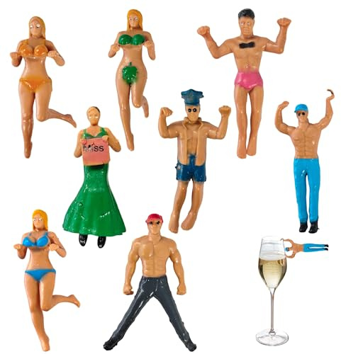 REKUA 8 Stück Glasmarkierer Drinking Buddies bunte Poolparty Figuren, Glas Markierer für Trinkgläser, Gläser markieren einfach, perfekt für Muttertag, Geburtstag, Partys