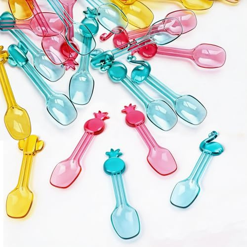 54pcs Ice Cream Spoons, Plastic Spoons Reusable Colorful Gelato Spoons | for Ice Cream & Dessert, 3 Styles & 3 Colors Ice Cream Spoon for Daily Use & Parties, Ice Cream Spoons for Dessert Serving