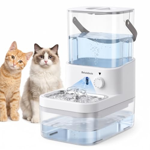 Betulabulo Wireless Cat Water Fountain,Clean & Dirty Water Tanks,No Filter | 3L Quiet Pet Water Fountain with Motion Sensor,4000mAh Battery,Clean & Waste Water Separation,Stainless Steel Drinking Tray