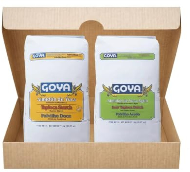 Set Goya Almidón de Yuca Dulce y Agrio 1 kg c/u – Pack de 2 | Tapioca Starch | Polvilho Doce y Polvilho Azedo | Ideal para Pan de Queso, Pão de Queijo y Repostería Sin Gluten