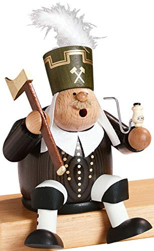 KWO Smoking Man Figurine, Sitting Miner, 18 cm, Wood, Multicolour, One Size