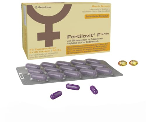 Fertilovit F Endo | Endometriose Lebensmittel für besondere medizinische Zwecke | speziell entwickelt mit antientzündlichen und antioxidativen Nährstoffen | ideal auch bei Kinderwunsch 90 Kapseln